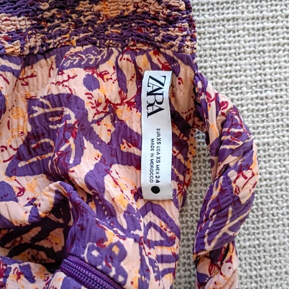 ZARA Printed Two-Piece Set – Boho Purple & Tan Crop Top + Midi Skirt | Size XS - Picture 8 of 8